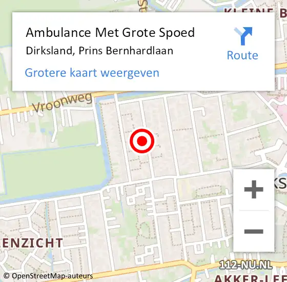 Locatie op kaart van de 112 melding: Ambulance Met Grote Spoed Naar Dirksland, Prins Bernhardlaan op 29 augustus 2021 14:07