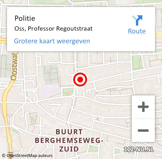 Locatie op kaart van de 112 melding: Politie Oss, Professor Regoutstraat op 29 augustus 2021 18:22