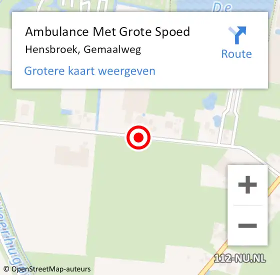 Locatie op kaart van de 112 melding: Ambulance Met Grote Spoed Naar Hensbroek, Gemaalweg op 29 augustus 2021 18:58
