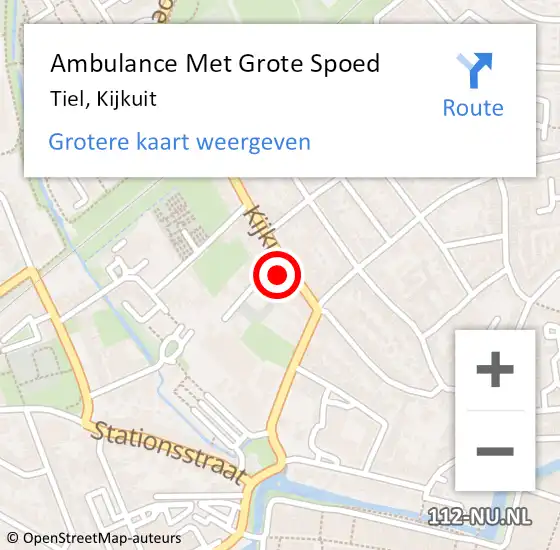 Locatie op kaart van de 112 melding: Ambulance Met Grote Spoed Naar Tiel, Kijkuit op 30 augustus 2021 00:01