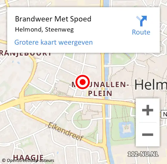 Locatie op kaart van de 112 melding: Brandweer Met Spoed Naar Helmond, Steenweg op 30 augustus 2021 01:50