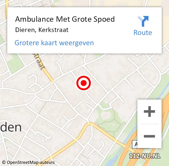 Locatie op kaart van de 112 melding: Ambulance Met Grote Spoed Naar Rheden, Kerkstraat op 30 augustus 2021 02:20