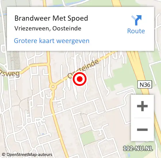 Locatie op kaart van de 112 melding: Brandweer Met Spoed Naar Vriezenveen, Oosteinde op 30 augustus 2021 08:58