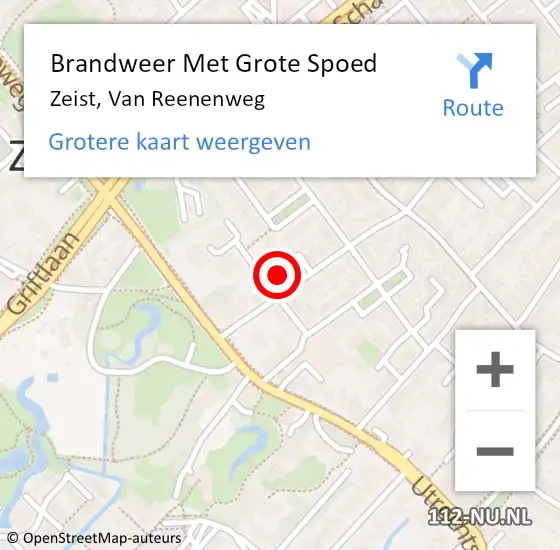 Locatie op kaart van de 112 melding: Brandweer Met Grote Spoed Naar Zeist, Van Reenenweg op 30 augustus 2021 09:20
