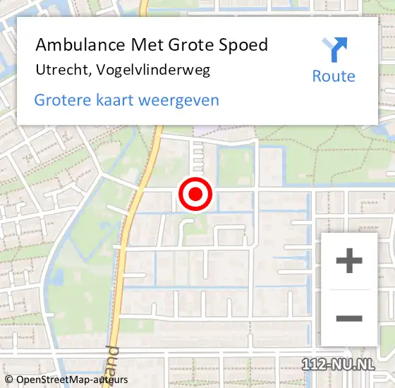 Locatie op kaart van de 112 melding: Ambulance Met Grote Spoed Naar Utrecht, Vogelvlinderweg op 30 augustus 2021 13:16