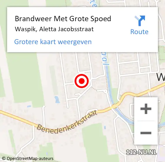 Locatie op kaart van de 112 melding: Brandweer Met Grote Spoed Naar Waspik, Aletta Jacobsstraat op 30 augustus 2021 16:06