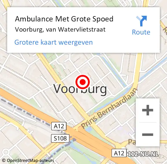 Locatie op kaart van de 112 melding: Ambulance Met Grote Spoed Naar Voorburg, van Watervlietstraat op 30 augustus 2021 19:27