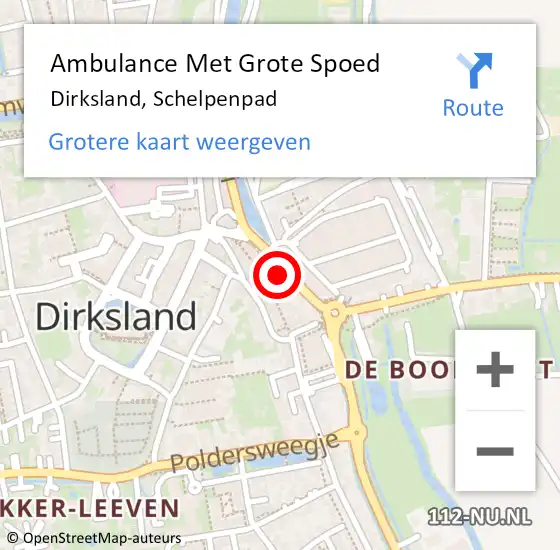 Locatie op kaart van de 112 melding: Ambulance Met Grote Spoed Naar Dirksland, Schelpenpad op 30 augustus 2021 23:37