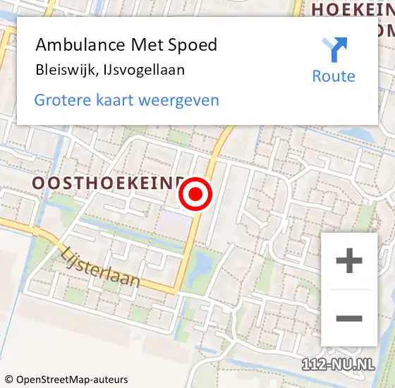 Locatie op kaart van de 112 melding: Ambulance Met Spoed Naar Bleiswijk, IJsvogellaan op 31 augustus 2021 02:57