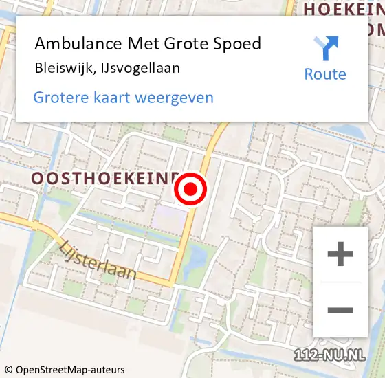 Locatie op kaart van de 112 melding: Ambulance Met Grote Spoed Naar Bleiswijk, IJsvogellaan op 31 augustus 2021 03:03