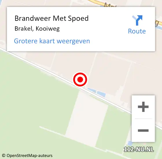 Locatie op kaart van de 112 melding: Brandweer Met Spoed Naar Brakel, Kooiweg op 31 augustus 2021 07:58
