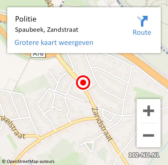 Locatie op kaart van de 112 melding: Politie Spaubeek, Zandstraat op 31 augustus 2021 11:21