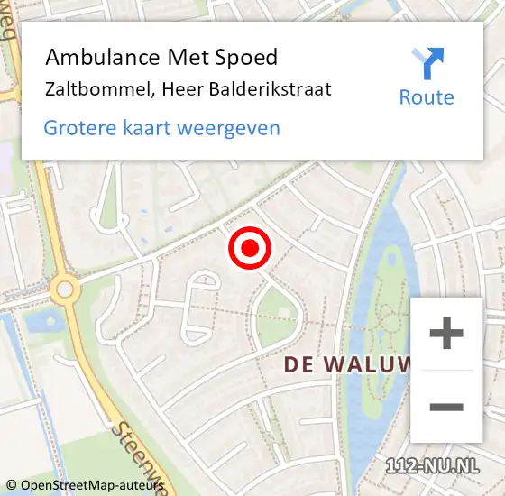 Locatie op kaart van de 112 melding: Ambulance Met Spoed Naar Zaltbommel, Heer Balderikstraat op 31 augustus 2021 14:02