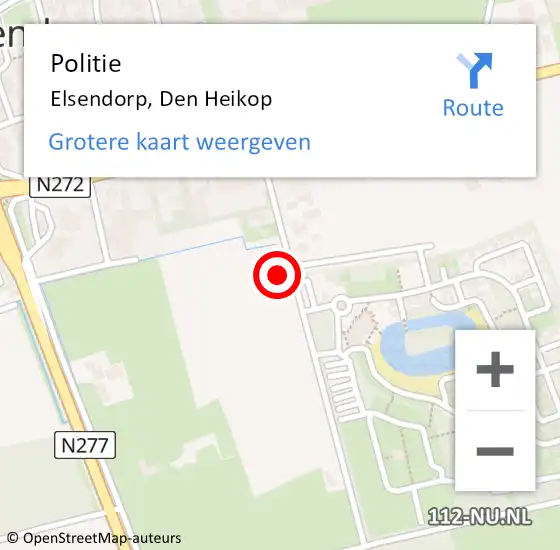 Locatie op kaart van de 112 melding: Politie Elsendorp, Den Heikop op 31 augustus 2021 16:40