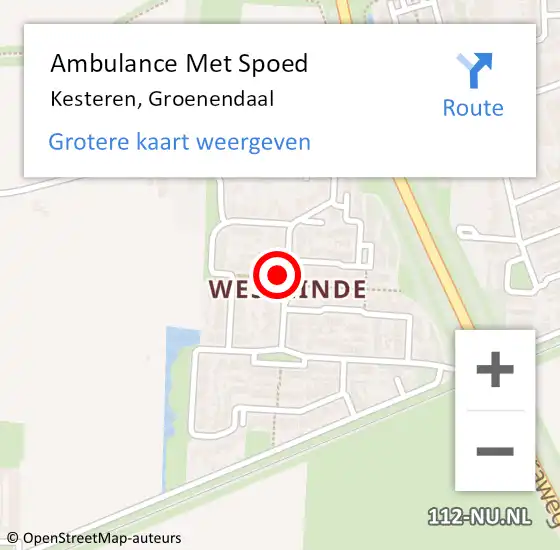 Locatie op kaart van de 112 melding: Ambulance Met Spoed Naar Kesteren, Groenendaal op 31 augustus 2021 18:25