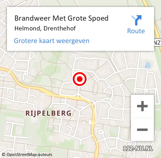 Locatie op kaart van de 112 melding: Brandweer Met Grote Spoed Naar Helmond, Drenthehof op 31 augustus 2021 19:54