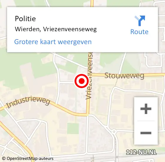 Locatie op kaart van de 112 melding: Politie Wierden, Vriezenveenseweg op 31 augustus 2021 21:02