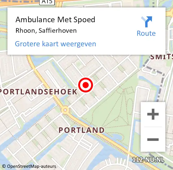 Locatie op kaart van de 112 melding: Ambulance Met Spoed Naar Rhoon, Saffierhoven op 1 september 2021 04:40