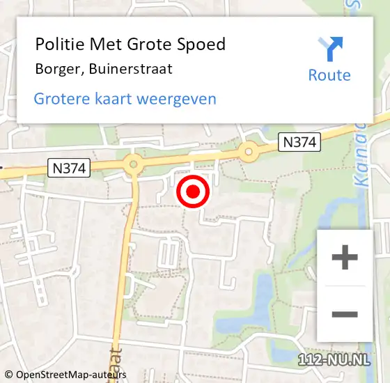 Locatie op kaart van de 112 melding: Politie Met Grote Spoed Naar Borger, Buinerstraat op 1 september 2021 07:34