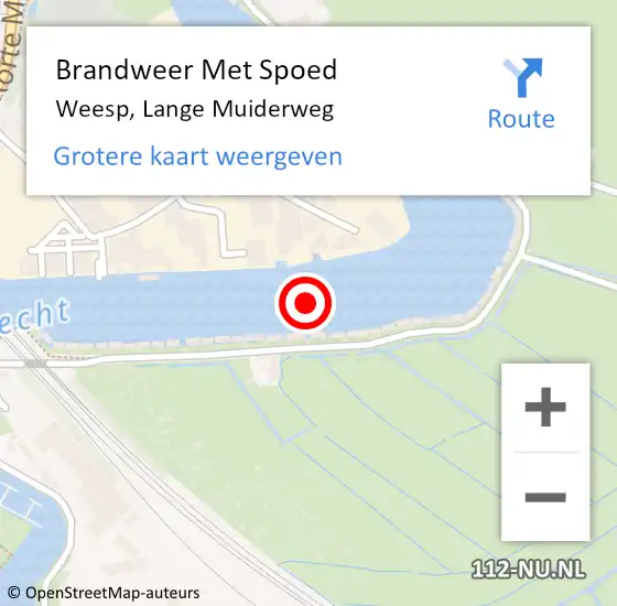 Locatie op kaart van de 112 melding: Brandweer Met Spoed Naar Weesp, Lange Muiderweg op 1 september 2021 11:52