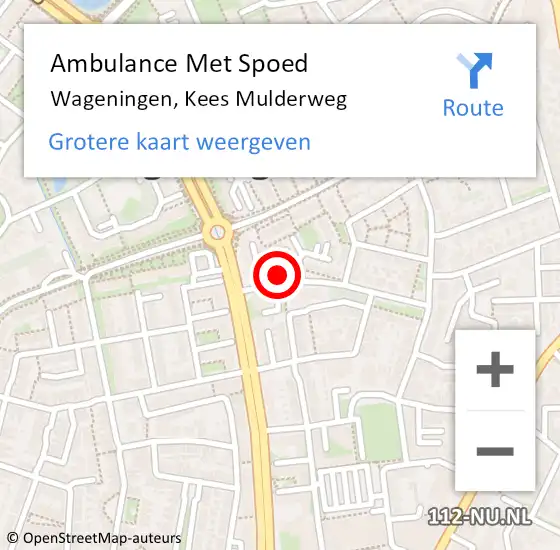 Locatie op kaart van de 112 melding: Ambulance Met Spoed Naar Wageningen, Kees Mulderweg op 1 september 2021 14:31