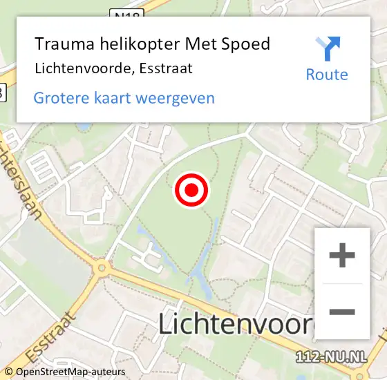 Locatie op kaart van de 112 melding: Trauma helikopter Met Spoed Naar Lichtenvoorde, Esstraat op 1 september 2021 14:58
