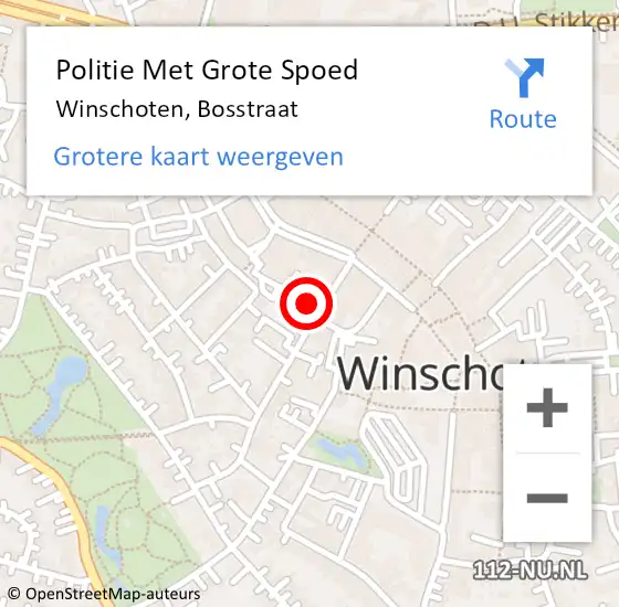 Locatie op kaart van de 112 melding: Politie Met Grote Spoed Naar Winschoten, Bosstraat op 1 september 2021 15:40
