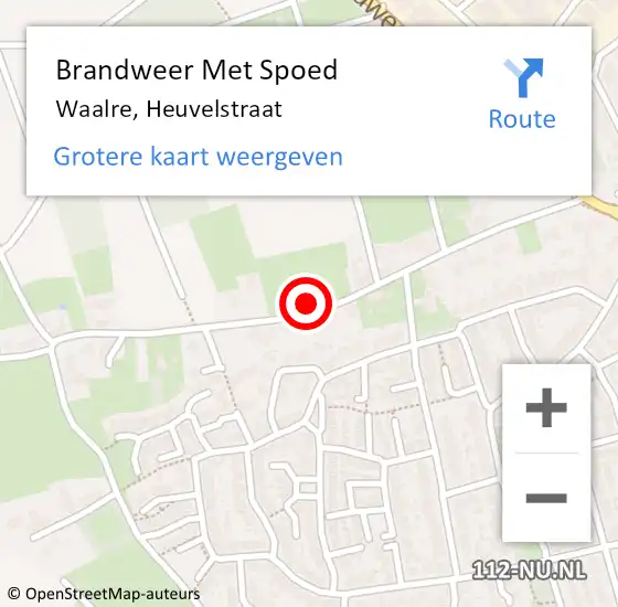 Locatie op kaart van de 112 melding: Brandweer Met Spoed Naar Waalre, Heuvelstraat op 1 september 2021 15:55