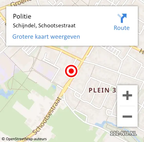 Locatie op kaart van de 112 melding: Politie Schijndel, Schootsestraat op 1 september 2021 16:11