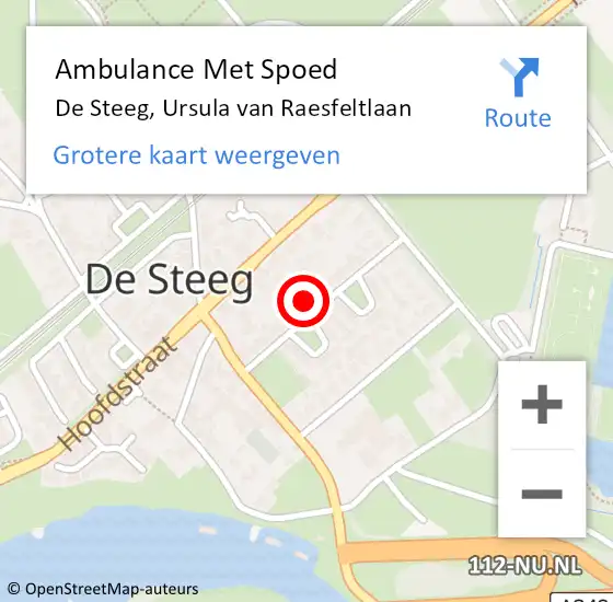 Locatie op kaart van de 112 melding: Ambulance Met Spoed Naar De Steeg, Ursula van Raesfeltlaan op 1 september 2021 18:25
