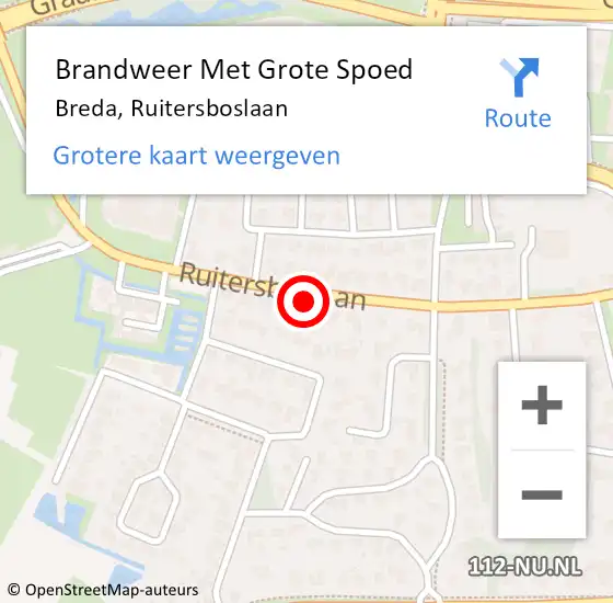 Locatie op kaart van de 112 melding: Brandweer Met Grote Spoed Naar Breda, Ruitersboslaan op 1 september 2021 21:52