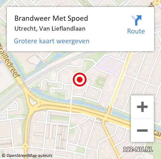Locatie op kaart van de 112 melding: Brandweer Met Spoed Naar Utrecht, Van Lieflandlaan op 2 september 2021 00:37