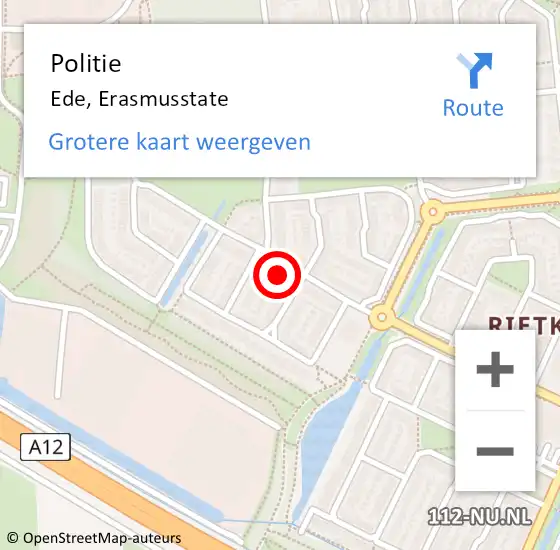 Locatie op kaart van de 112 melding: Politie Ede, Erasmusstate op 2 september 2021 02:47