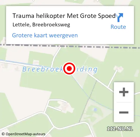 Locatie op kaart van de 112 melding: Trauma helikopter Met Grote Spoed Naar Lettele, Breebroeksweg op 2 september 2021 02:54