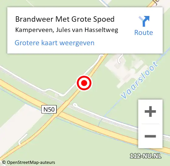 Locatie op kaart van de 112 melding: Brandweer Met Grote Spoed Naar Kamperveen, Jules van Hasseltweg op 21 juni 2014 15:00