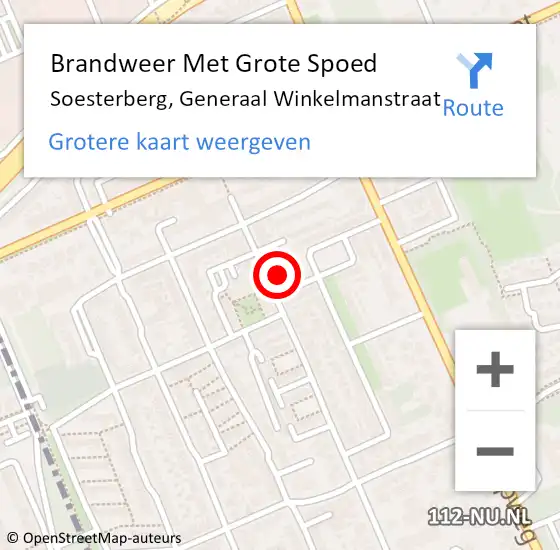 Locatie op kaart van de 112 melding: Brandweer Met Grote Spoed Naar Soesterberg, Generaal Winkelmanstraat op 2 september 2021 10:09
