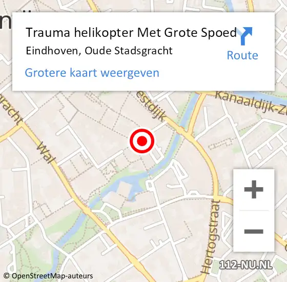 Locatie op kaart van de 112 melding: Trauma helikopter Met Grote Spoed Naar Eindhoven, Oude Stadsgracht op 2 september 2021 10:20