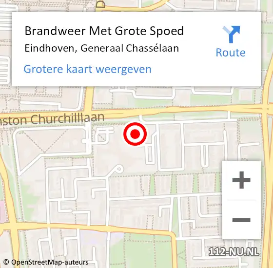 Locatie op kaart van de 112 melding: Brandweer Met Grote Spoed Naar Eindhoven, Generaal Chassélaan op 2 september 2021 11:43