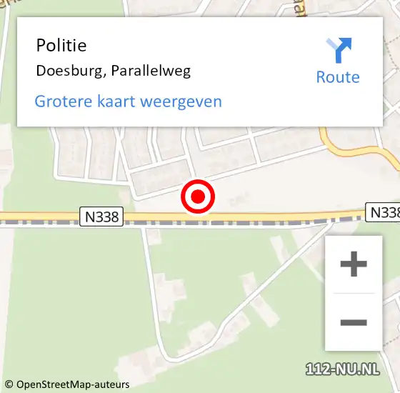 Locatie op kaart van de 112 melding: Politie Doesburg, Parallelweg op 2 september 2021 15:33