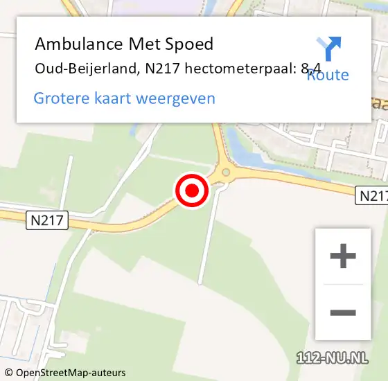 Locatie op kaart van de 112 melding: Ambulance Met Spoed Naar Oud-Beijerland, N217 hectometerpaal: 8,4 op 2 september 2021 15:42