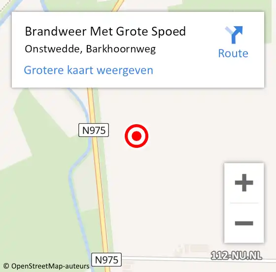 Locatie op kaart van de 112 melding: Brandweer Met Grote Spoed Naar Onstwedde, Barkhoornweg op 2 september 2021 20:13