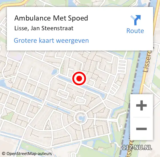 Locatie op kaart van de 112 melding: Ambulance Met Spoed Naar Lisse, Jan Steenstraat op 2 september 2021 21:49