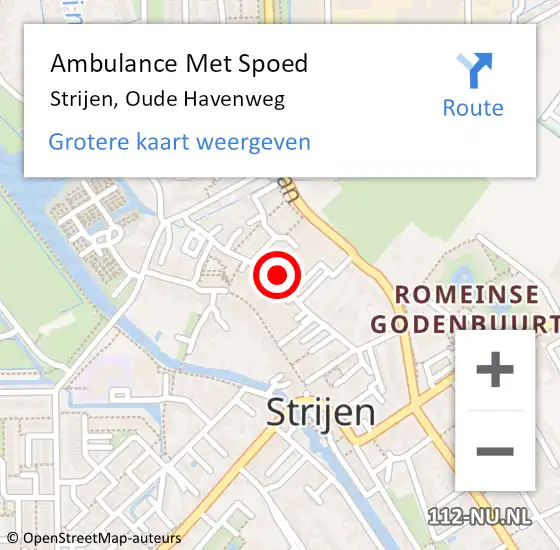 Locatie op kaart van de 112 melding: Ambulance Met Spoed Naar Strijen, Oude Havenweg op 3 september 2021 05:43