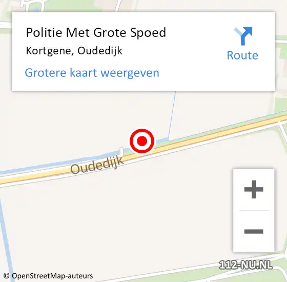 Locatie op kaart van de 112 melding: Politie Met Grote Spoed Naar Kortgene, Oudedijk op 3 september 2021 11:50