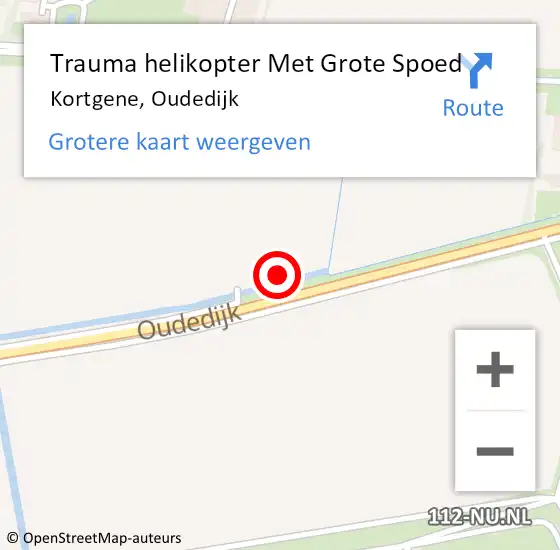 Locatie op kaart van de 112 melding: Trauma helikopter Met Grote Spoed Naar Kortgene, Oudedijk op 3 september 2021 11:50