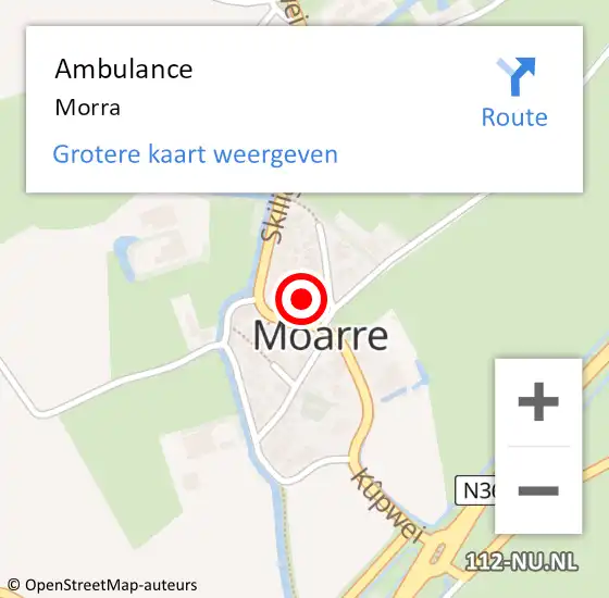 Locatie op kaart van de 112 melding: Ambulance Morra op 3 september 2021 11:56