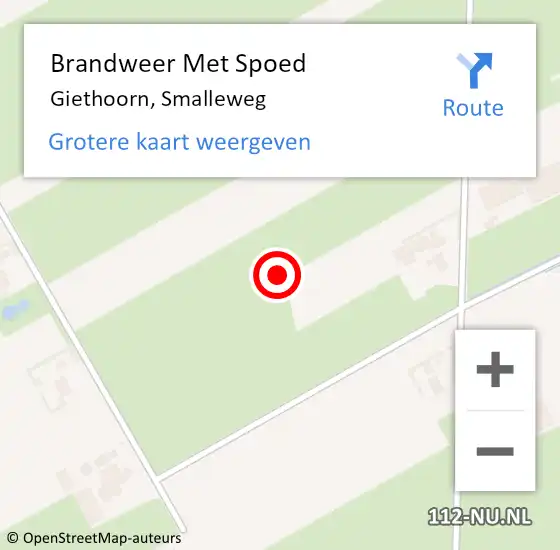 Locatie op kaart van de 112 melding: Brandweer Met Spoed Naar Giethoorn, Smalleweg op 3 september 2021 15:52