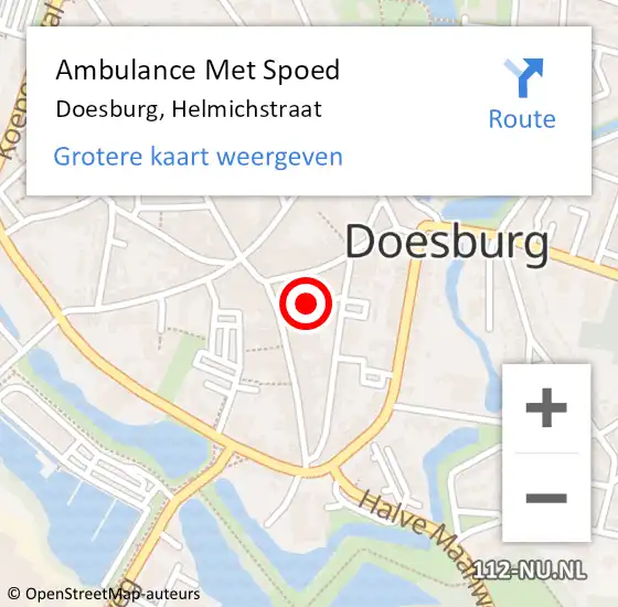 Locatie op kaart van de 112 melding: Ambulance Met Spoed Naar Doesburg, Helmichstraat op 3 september 2021 16:10