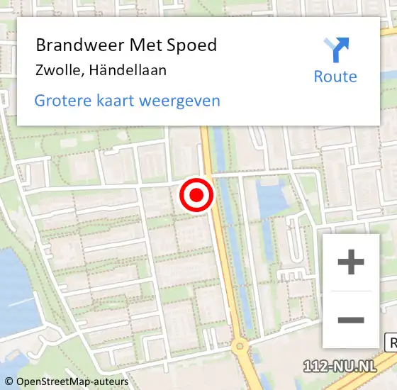 Locatie op kaart van de 112 melding: Brandweer Met Spoed Naar Zwolle, Händellaan op 3 september 2021 17:15