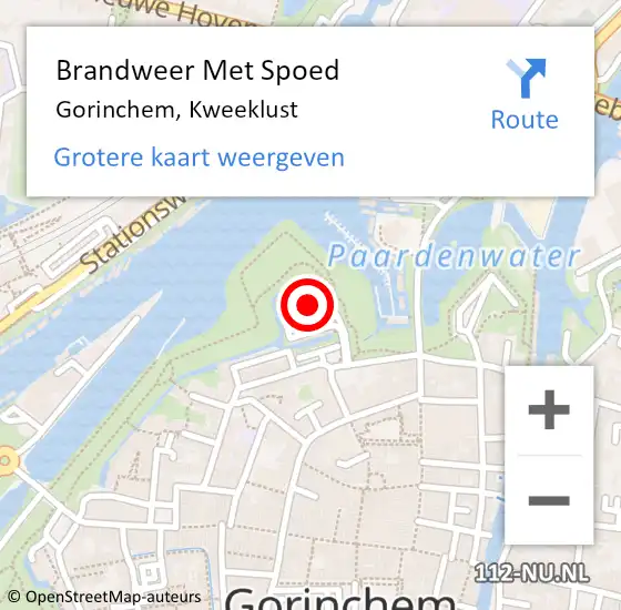 Locatie op kaart van de 112 melding: Brandweer Met Spoed Naar Gorinchem, Kweeklust op 3 september 2021 18:51
